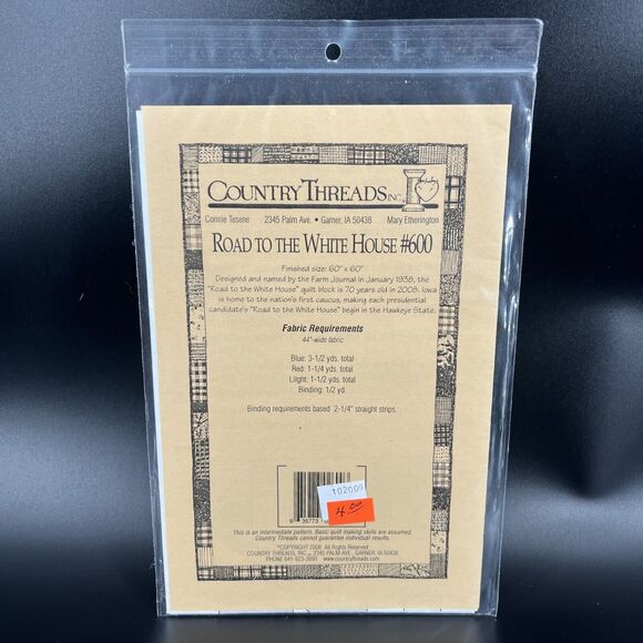 Country Threads Quilt Pattern Road To The White House #600 Finished 60" x 60" - Picture 3 of 5